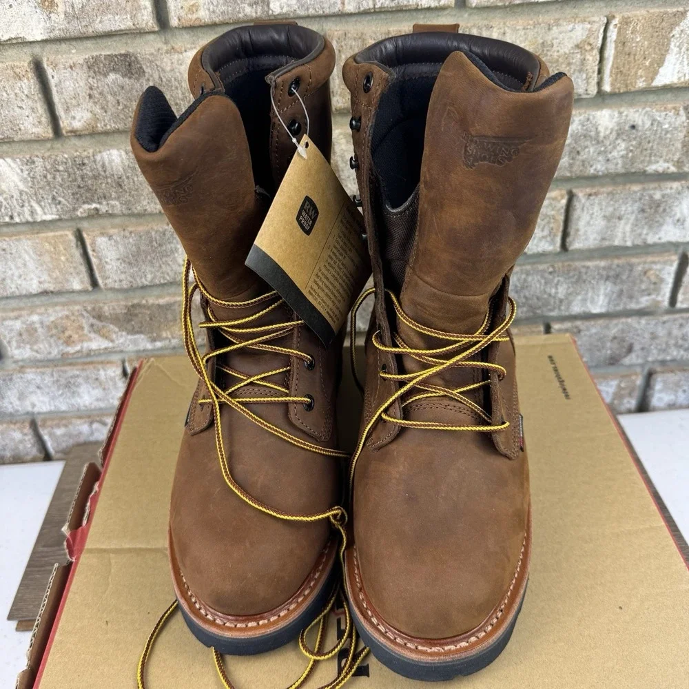 Red Wing Shoes 4417 LoggerMax Leather Work Boots Steel Toe Brown Sz 8D